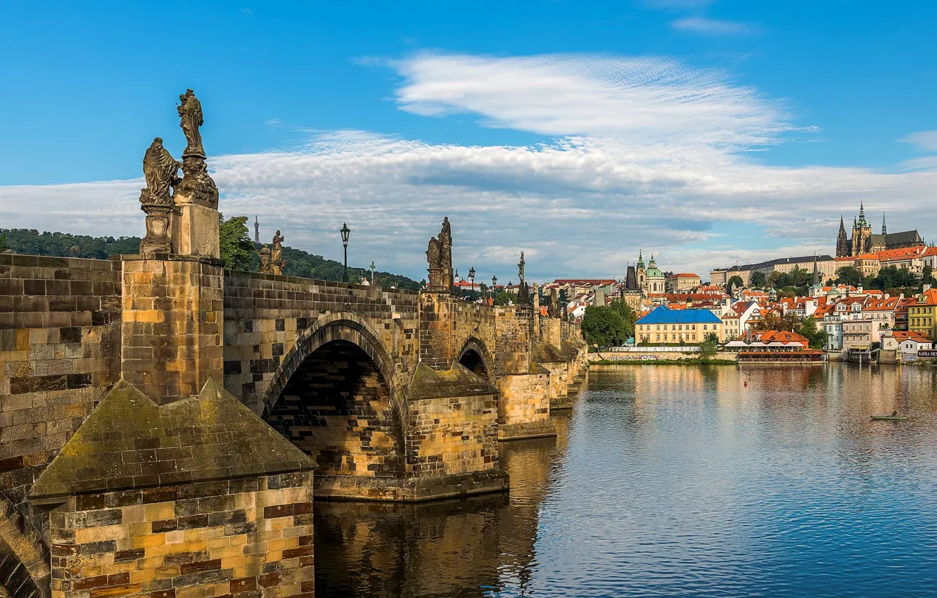 Фото обои река, Прага, Чехия, Карлов мост