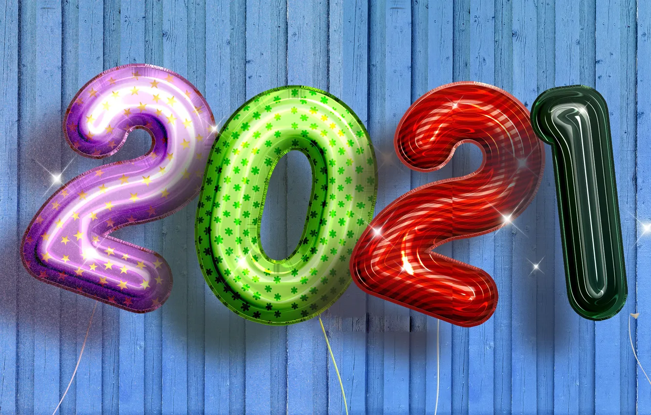Фото обои праздник, шары, цифры, Новый год
