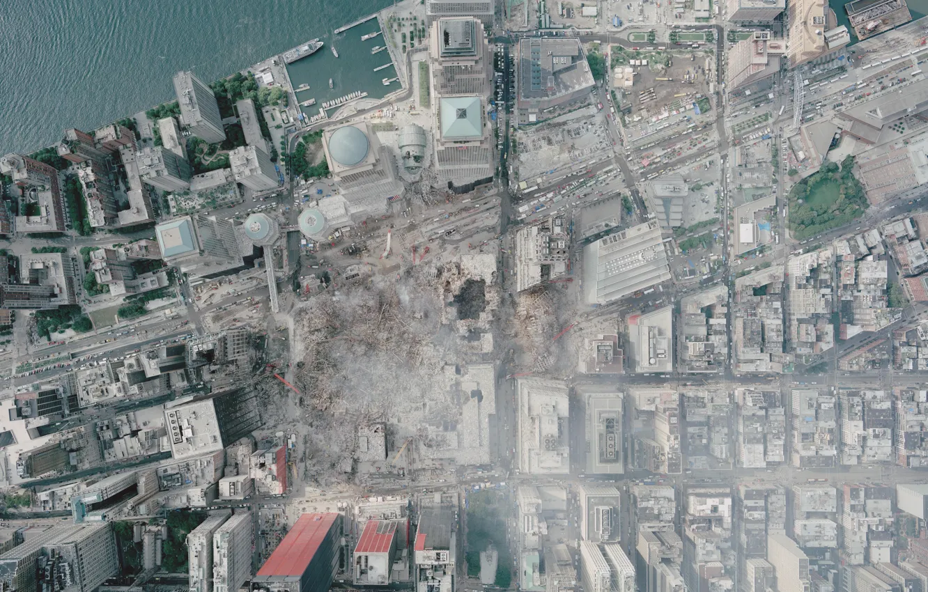 Фото обои Нью-Йорк, 11 после 11 сентября, 2 небоскрёба
