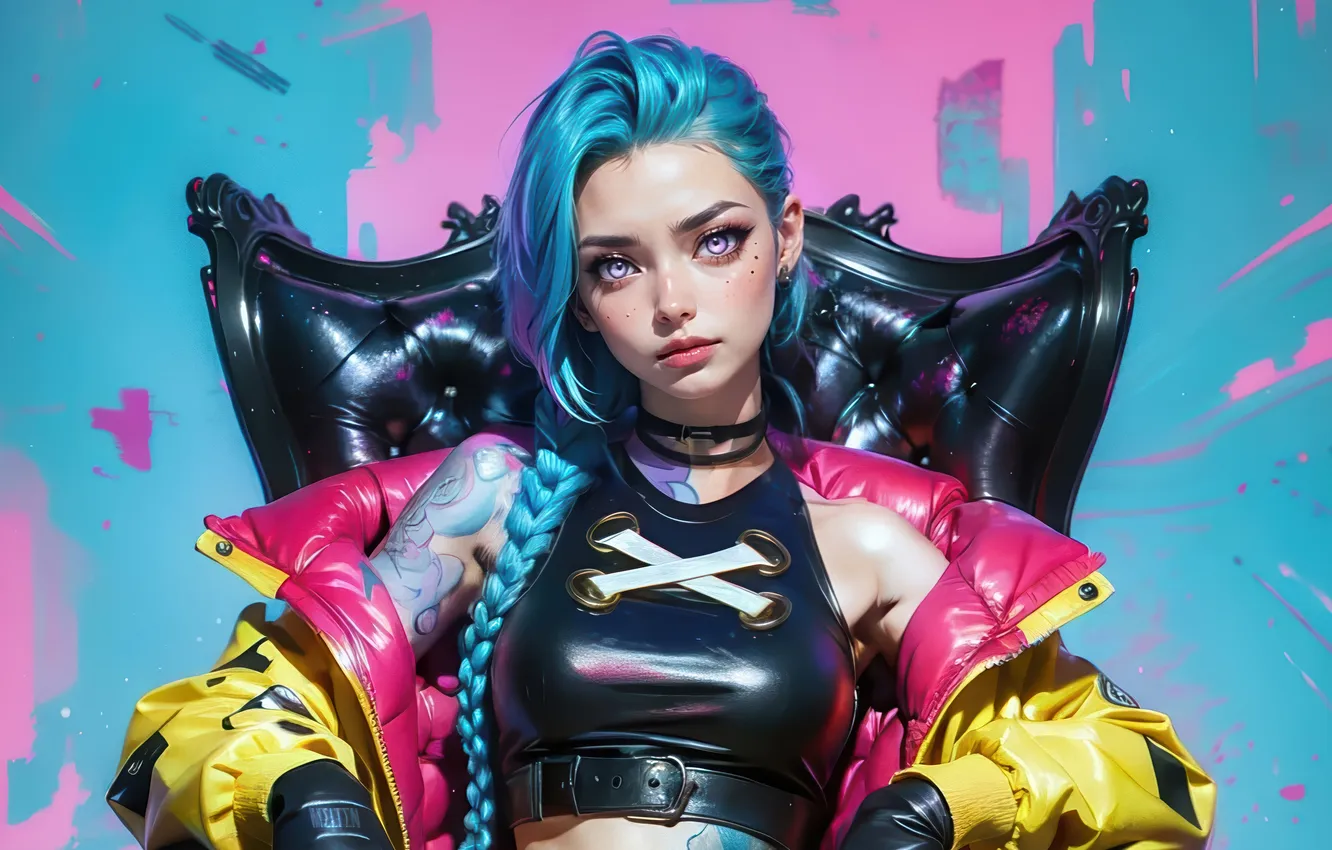 Фото обои girl, Video Game, Jinx, AI Art, AI Generated