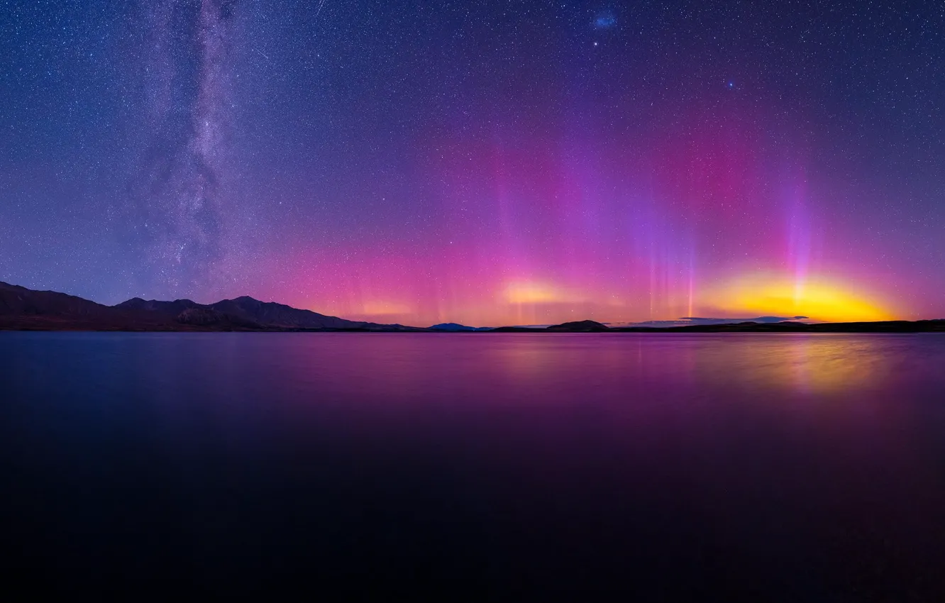 Фото обои New Zealand, Aurora, nature, beautiful, ocean