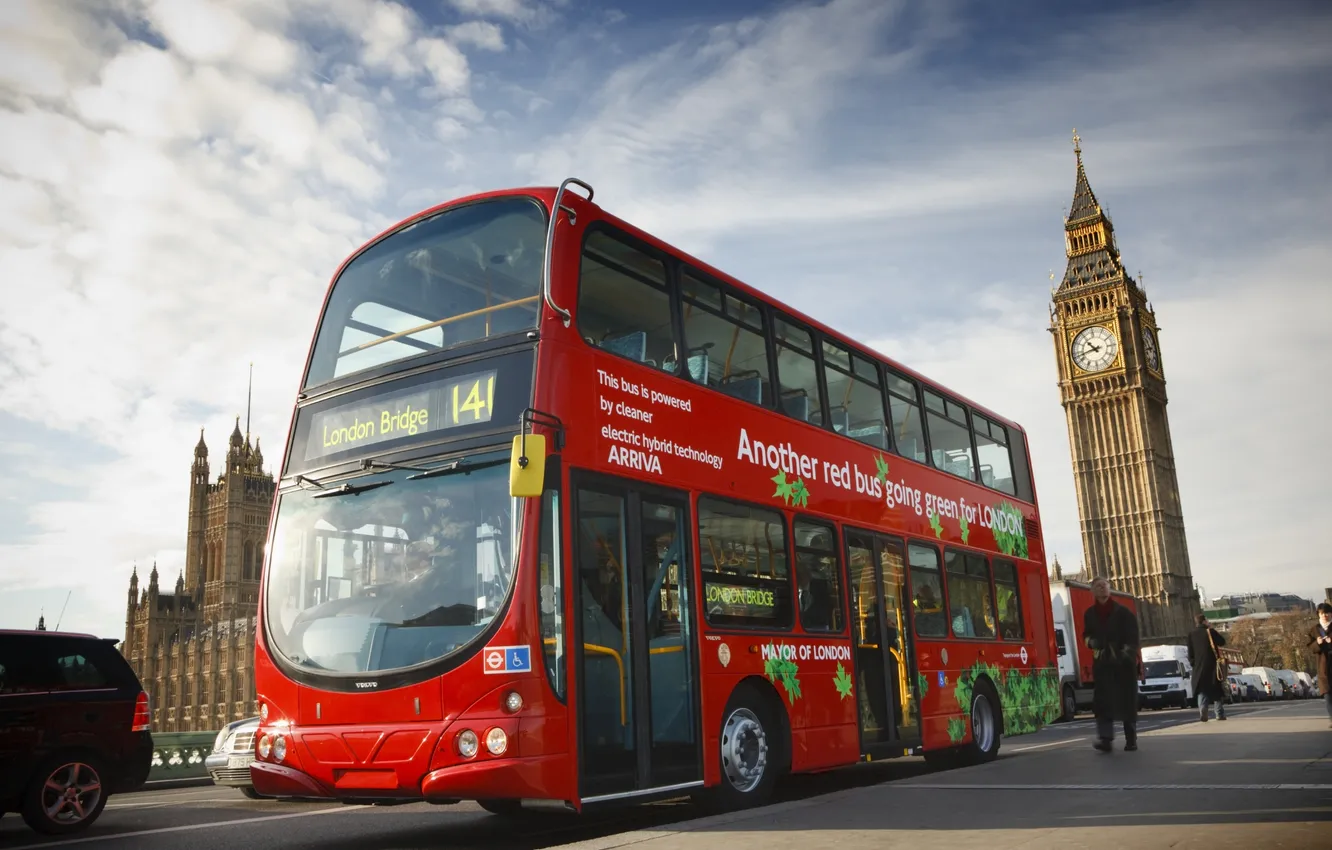 Фото обои город, Лондон, автобус