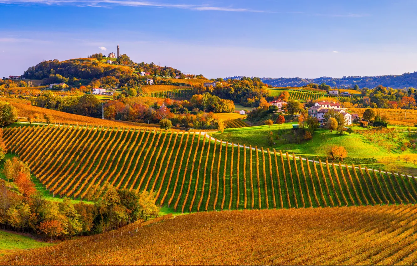 Фото обои Горы, Италия, Italy, Mountains, Farra di Soligo, Veneto Prosecco, Венето Просекко, Фарра-ди-Солиго