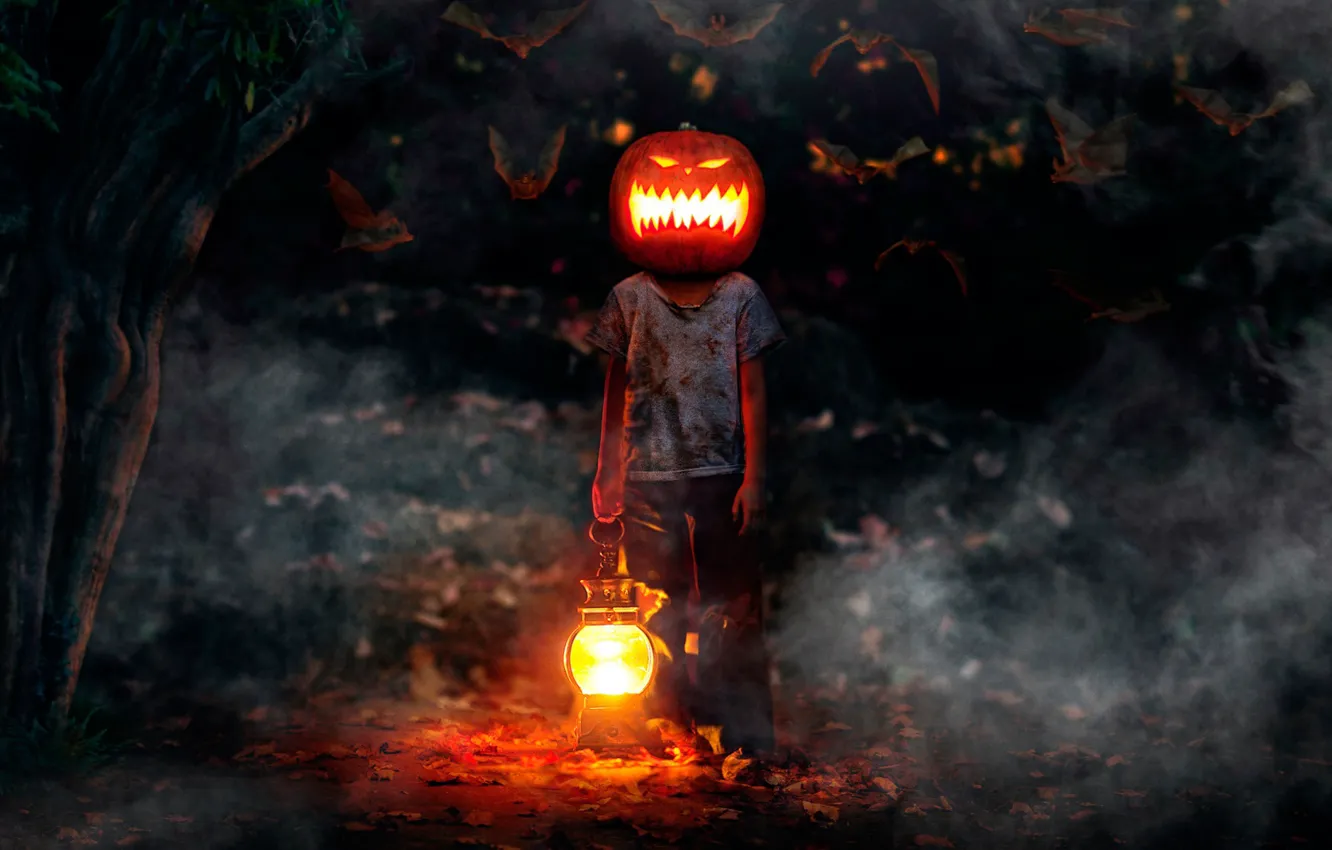 Фото обои мальчик, Halloween, Хеллоуин
