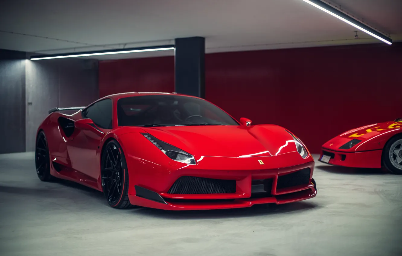 Фото обои Ferrari, суперкар, феррари, GTB, Novitec Rosso, 488