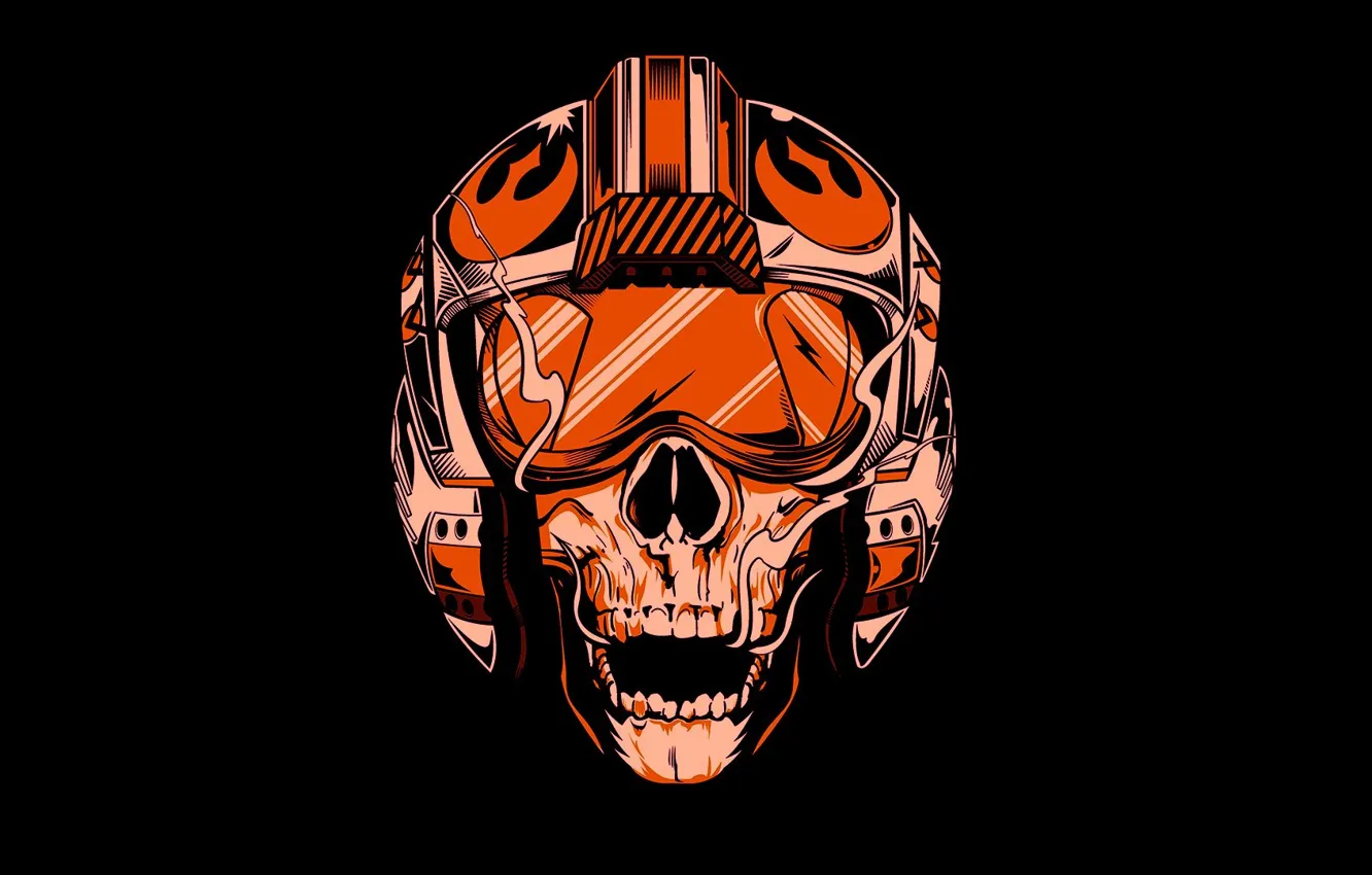 Фото обои Star Wars, skull, logo, death, pilot, helmet, Rebel Alliance, SW