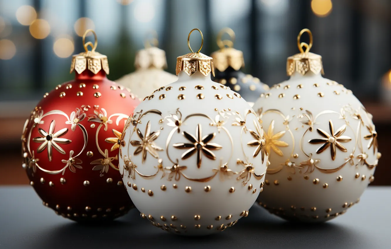 Фото обои украшения, шары, Новый Год, Рождество, golden, new year, Christmas, balls