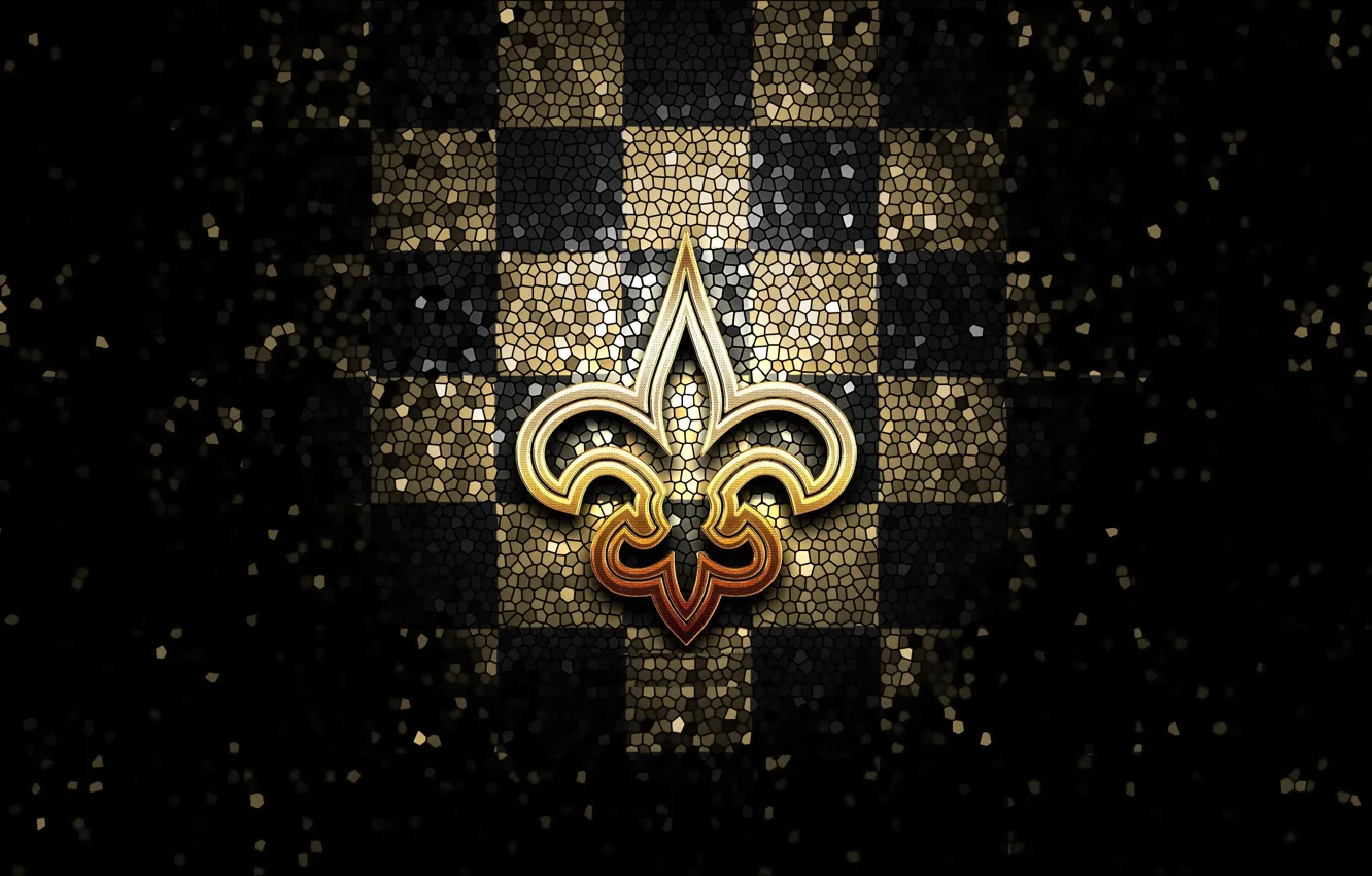 Фото обои wallpaper, sport, logo, NFL, glitter, checkered, New Orleans Saints