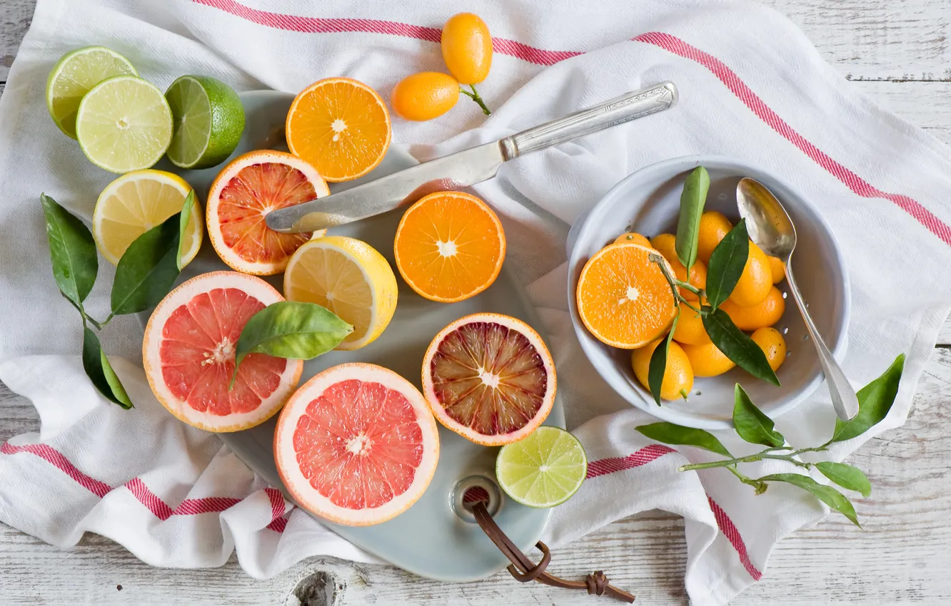 Фото обои апельсины, лимоны, цитрусовые, Anna Verdina, лаймы