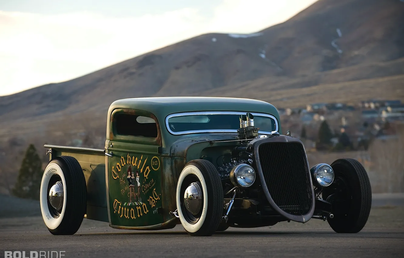 Фото обои Ford, Pickup, 1935, Rat Rod