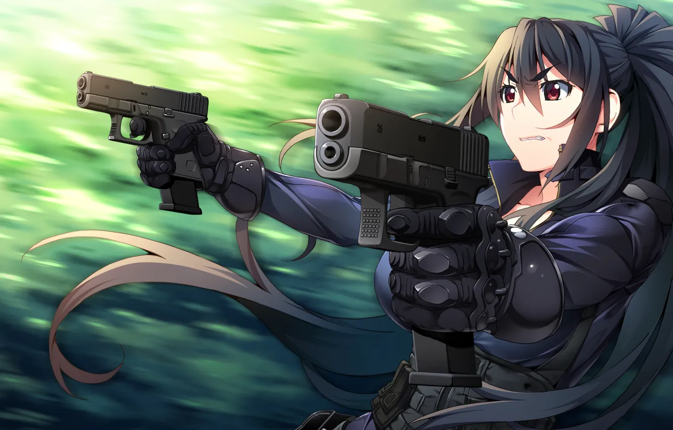 Фото обои девушка, оружие, пистолеты, Grisaia: Phantom Trigger