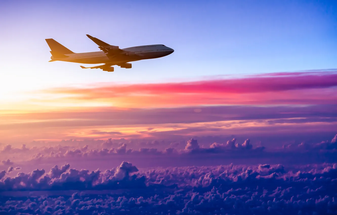 Фото обои небо, облака, фото, самолёт