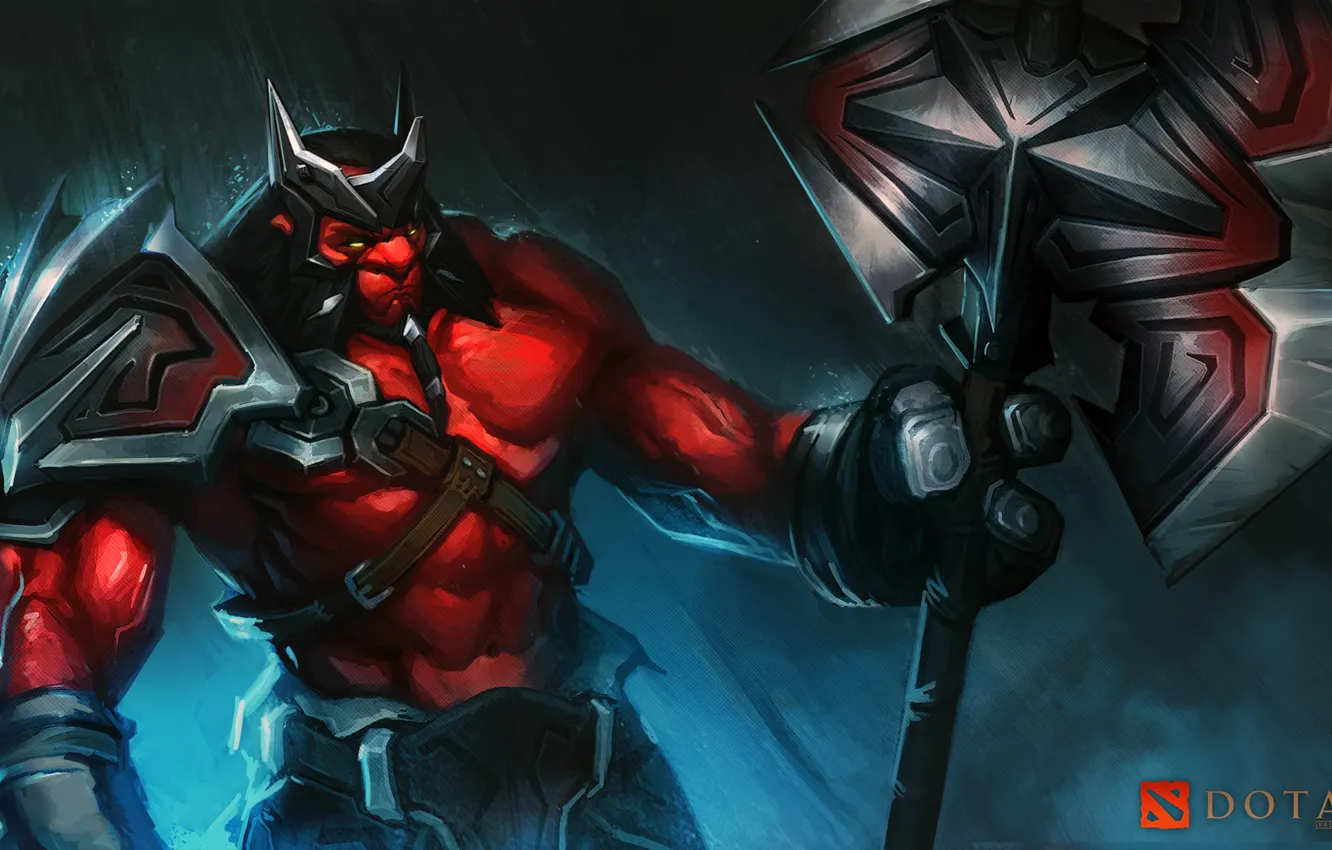 Фото обои арт, топор, Dota 2, Axe, Mogul Khan, TeeStockwell, наплечник