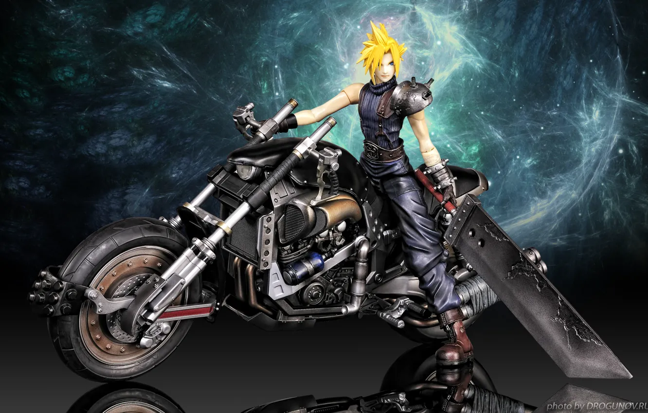 Фото обои мотоциклы, cloud strife, final fantasy, final fantasy 7, final fantasy vii