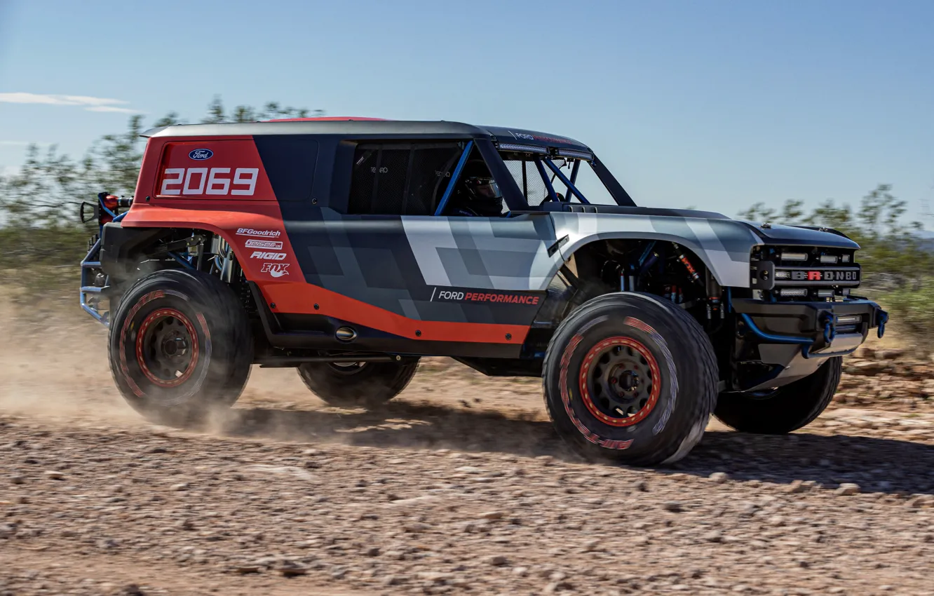 Фото обои Ford, сбоку, грунтовка, 2019, Bronco R Race Prototype