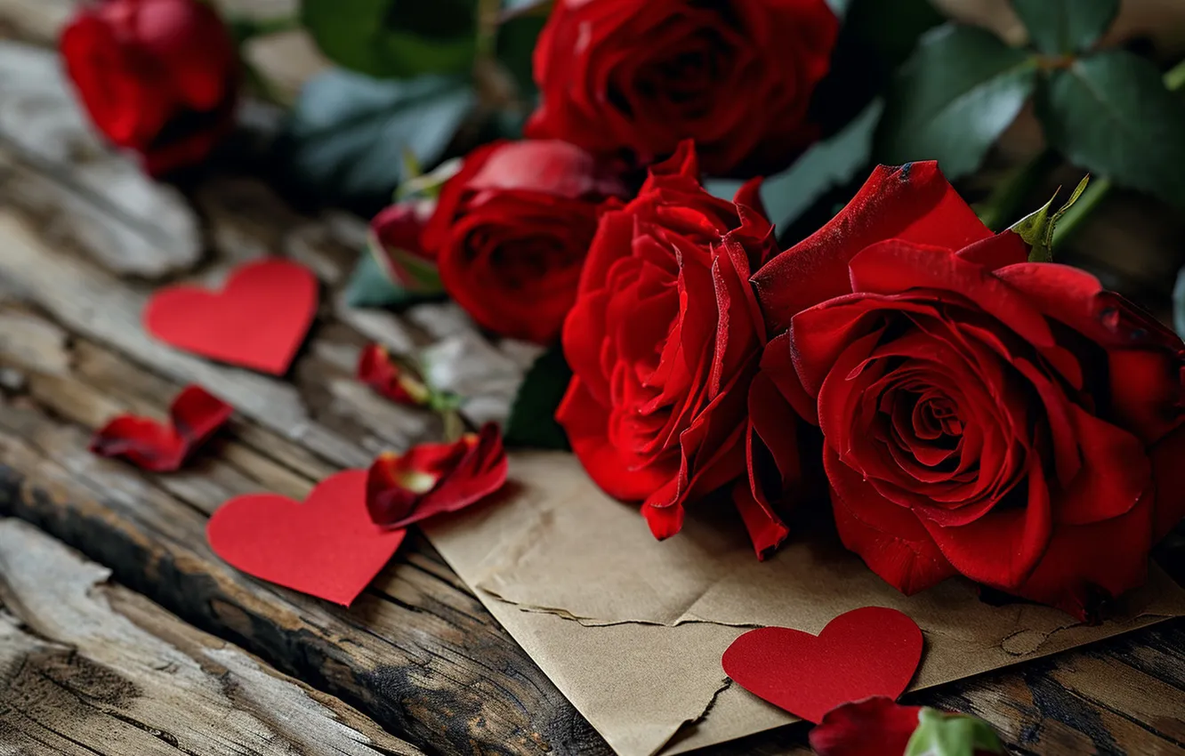 Фото обои любовь, цветы, подарок, романтика, сердце, розы, букет, love