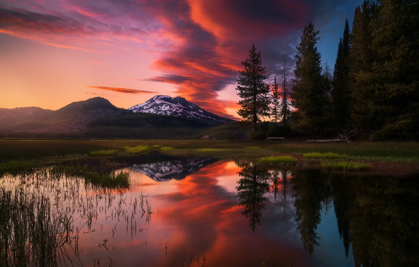Фото обои небо, вода, горы, природа, краски, гора, США