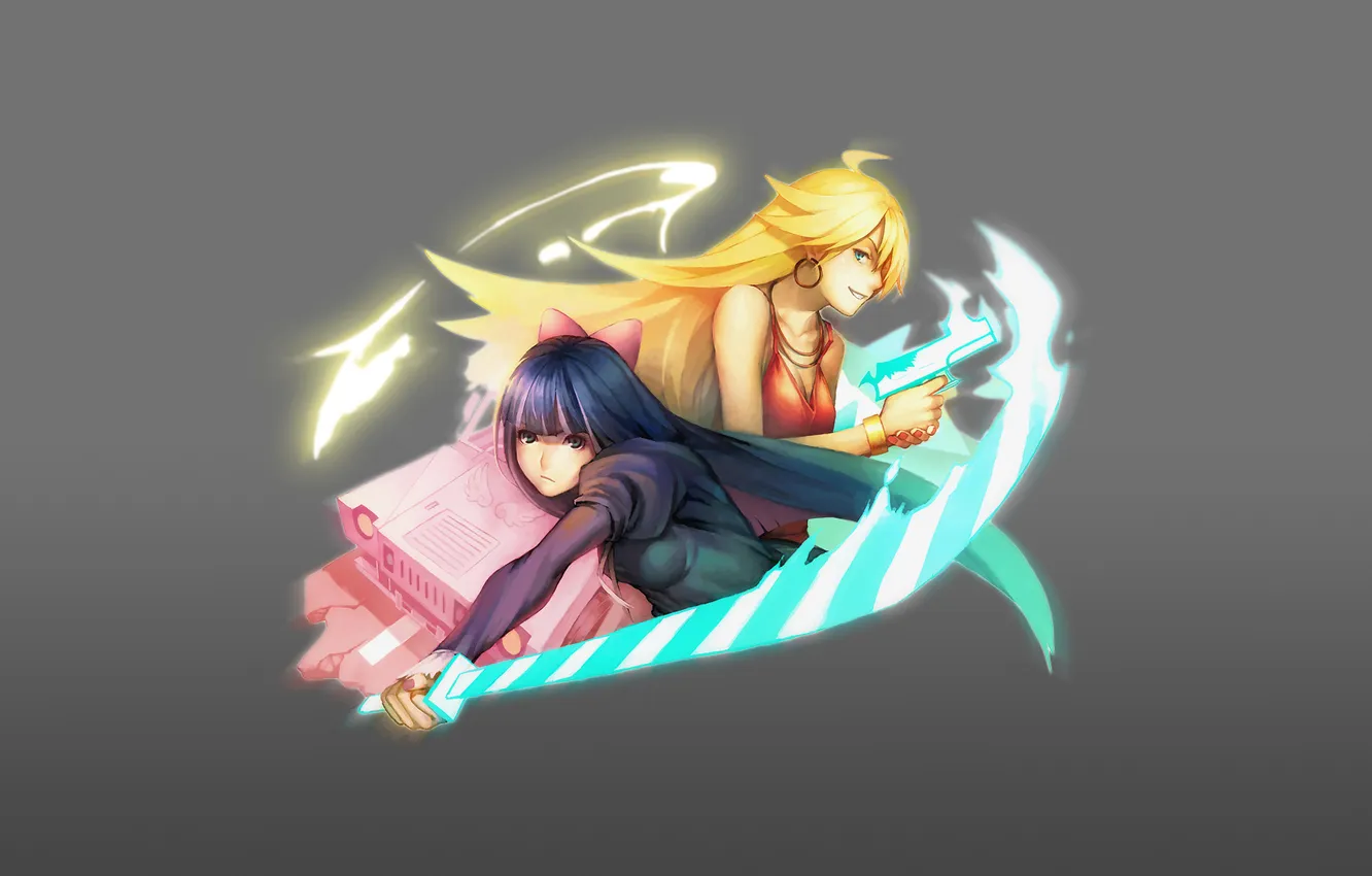 Фото обои взгляд, оружие, Девушки, джип, panty &amp; stocking with garterbelt, anarchy stocking, anarchy panty