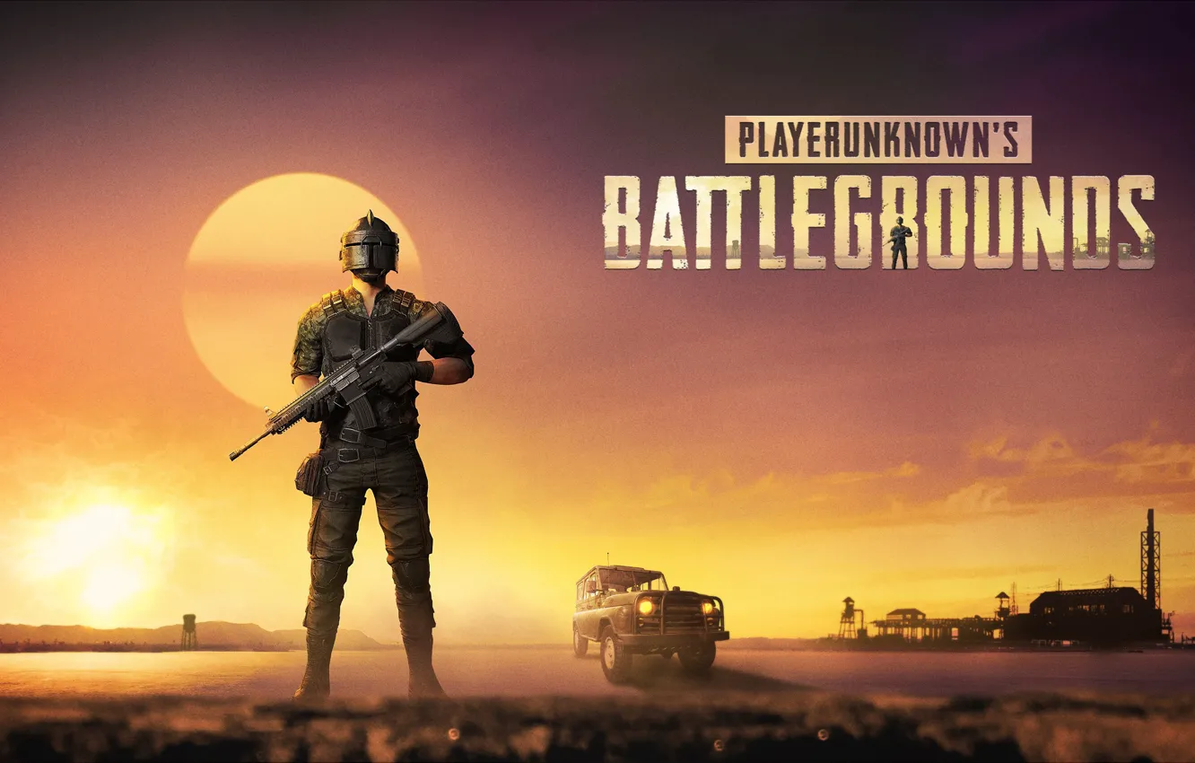 Фото обои Gun, Helmet, M4 Carbine, Playerunknown's Battlegrounds