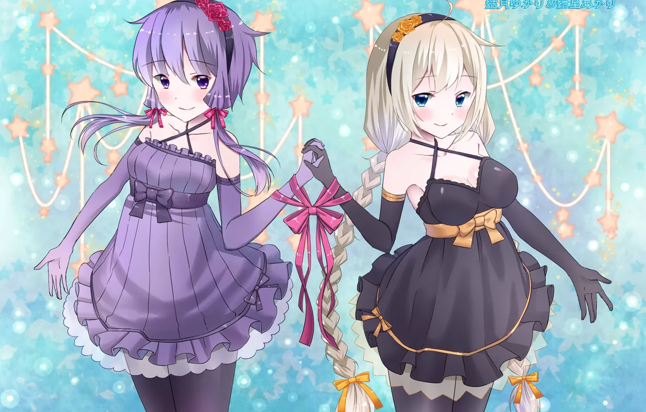 Фото обои девочки, две, аниме, арт, vocaloid, voiceroid