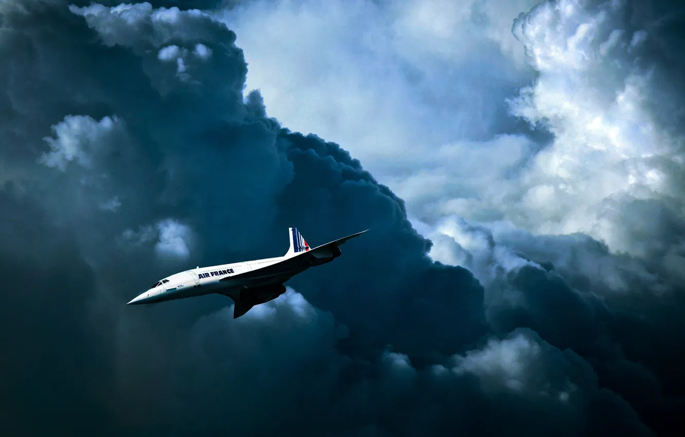 Фото обои Air France, Concorde, Конко́рд, Aérospatiale-BAC, британско-французский сверхзвуковой пассажирский самолёт