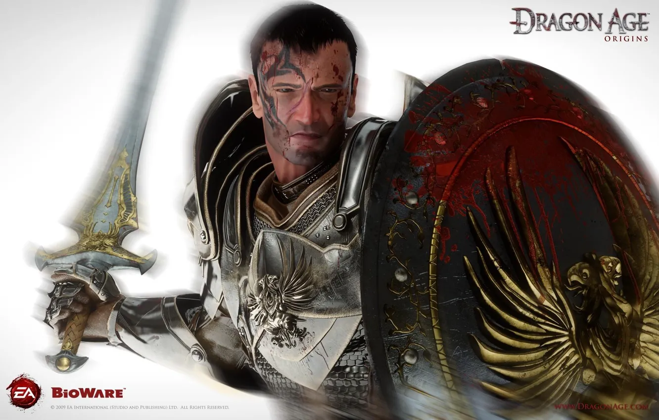 Фото обои Меч, Воин, Щит, Grey Warden, Серый Страж, Dragon Age: Origins