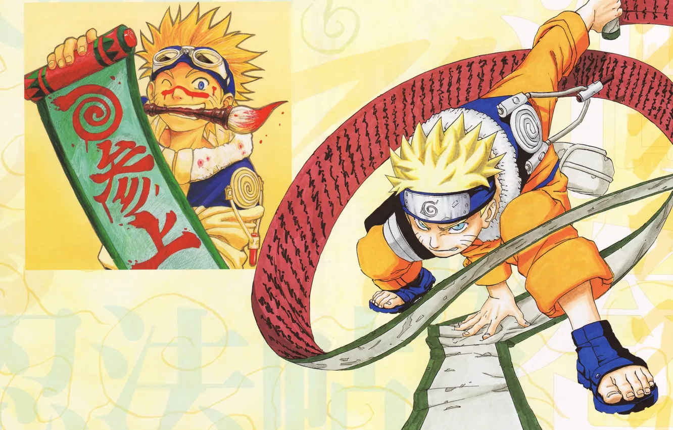 Фото обои Наруто, Naruto, кисть, свиток, Узумаки Наруто