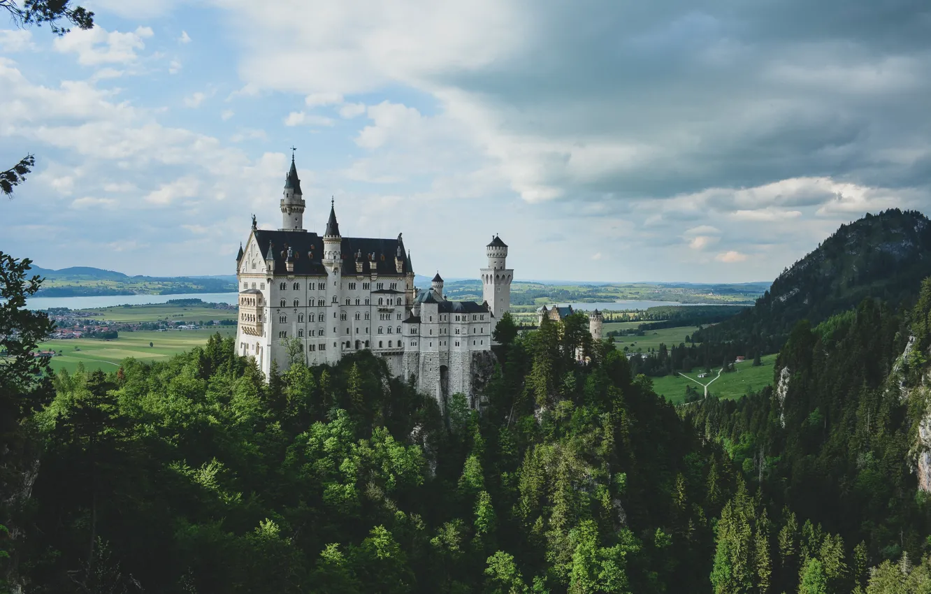 Фото обои trees, nature, Germany, Neuschwanstein Castle, Schwangau, Hill castle