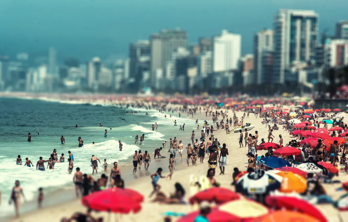 Фото обои пляж, океан, tilt-shift, RIO