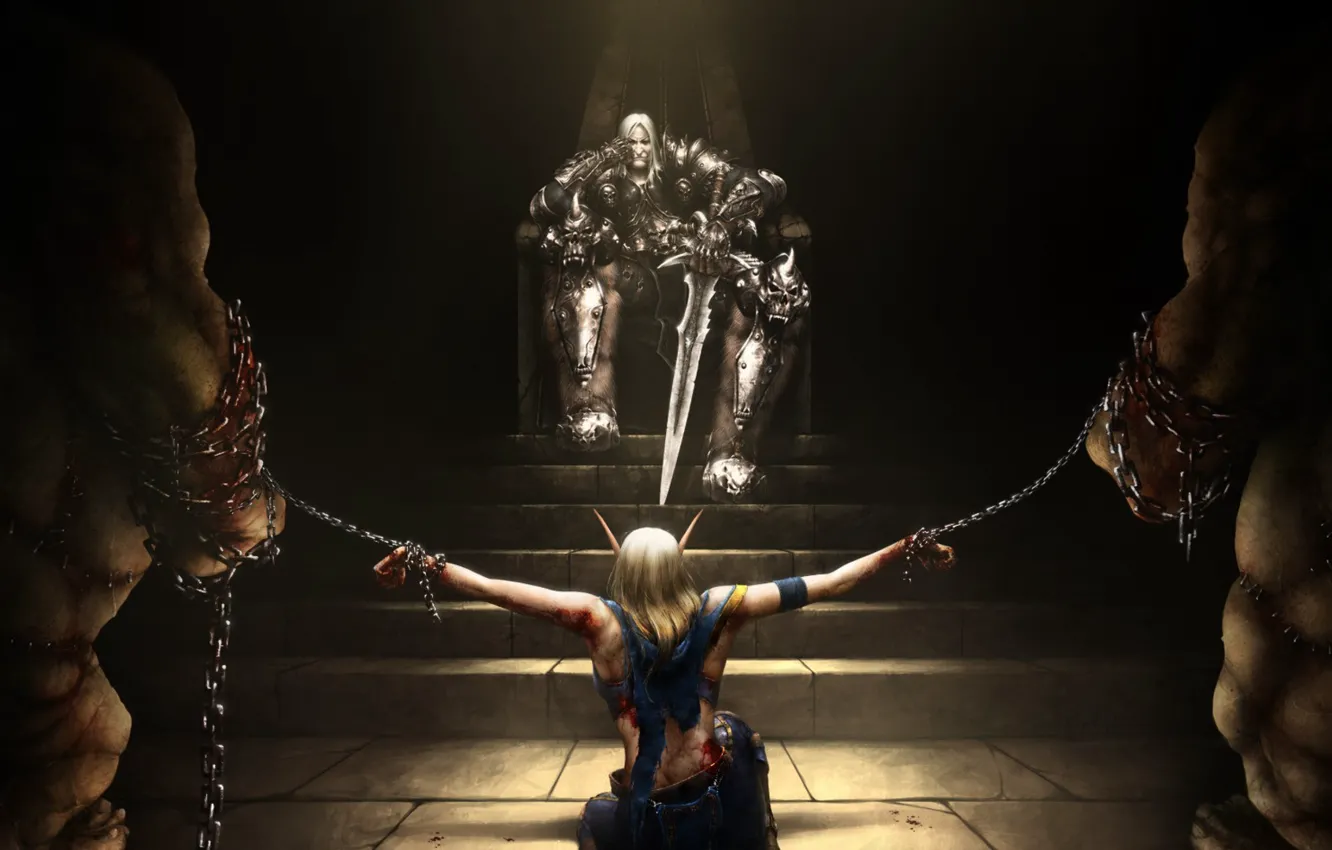 Фото обои World of Warcraft, fantasy, game, Arthas, art, elf, artwork, warrior