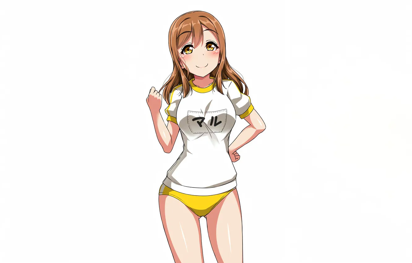 Фото обои girl, shorts, long hair, brown hair, anime, beautiful, pretty, attractive