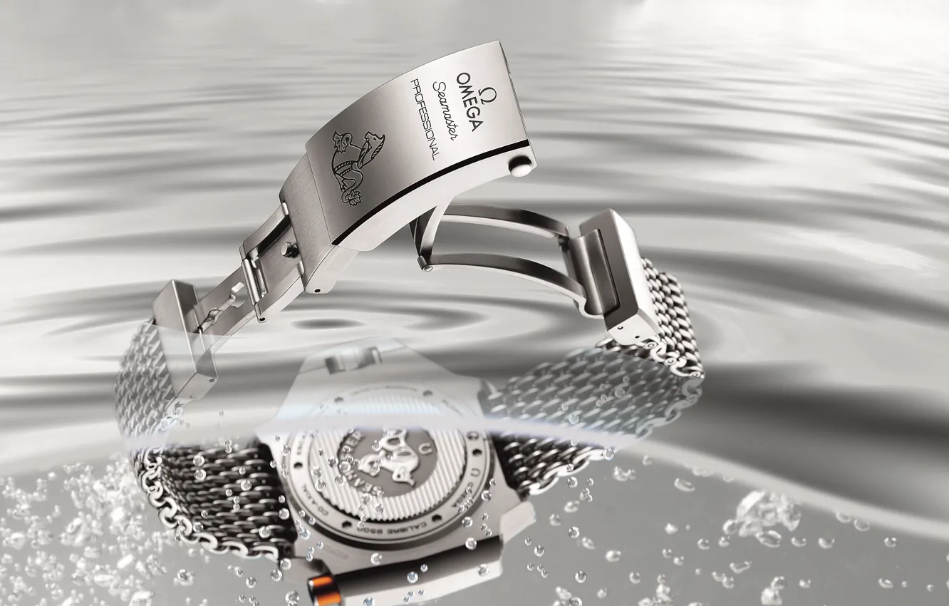 Фото обои вода, Часы, Omega, Seamaster, 1200M, Ploprof bracelet