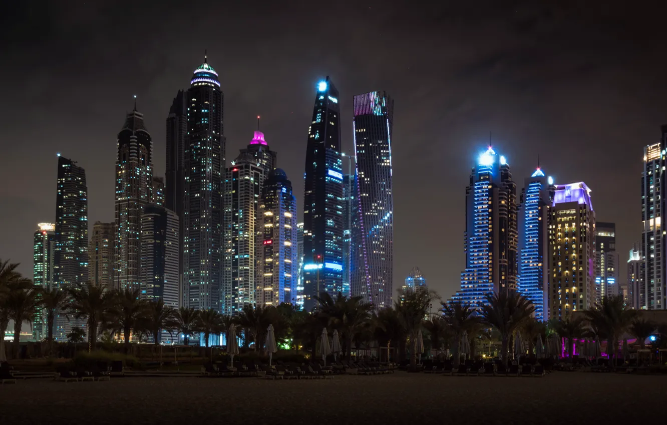 Фото обои ночь, город, Dubai