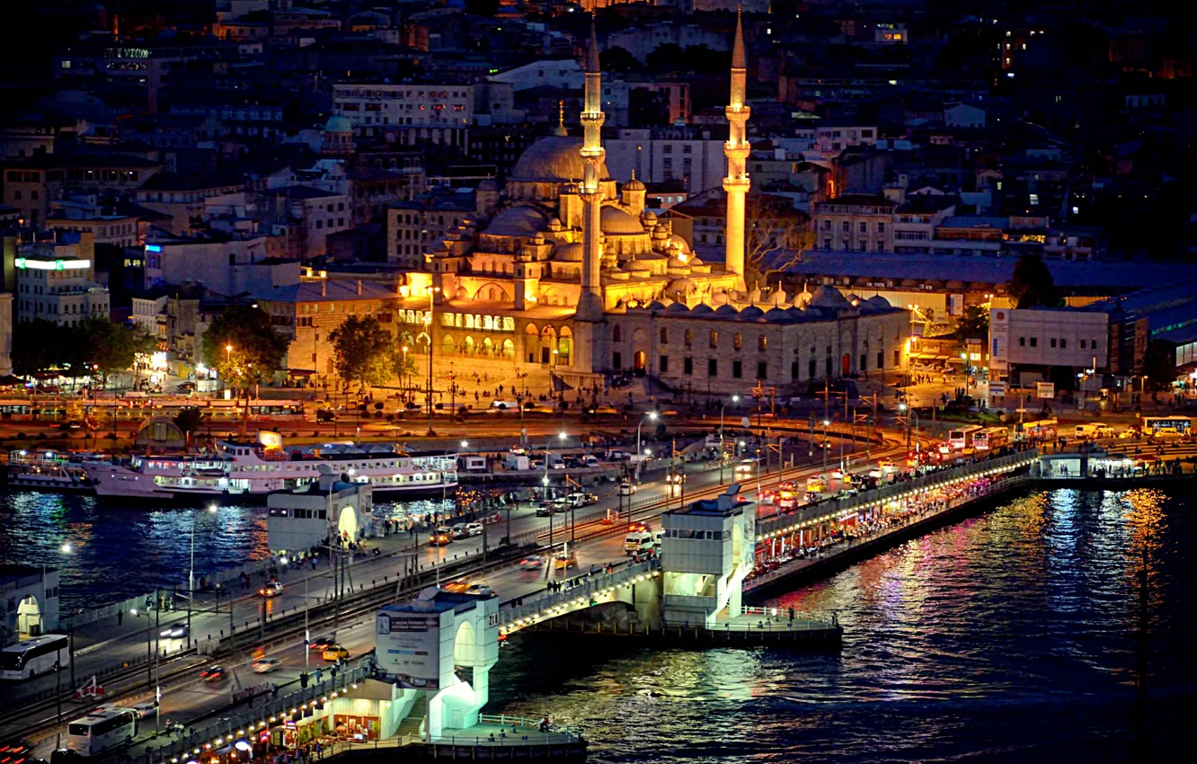 Фото обои ночь, выдержка, Стамбул, Турция, night, Istanbul, Mosque, exposure