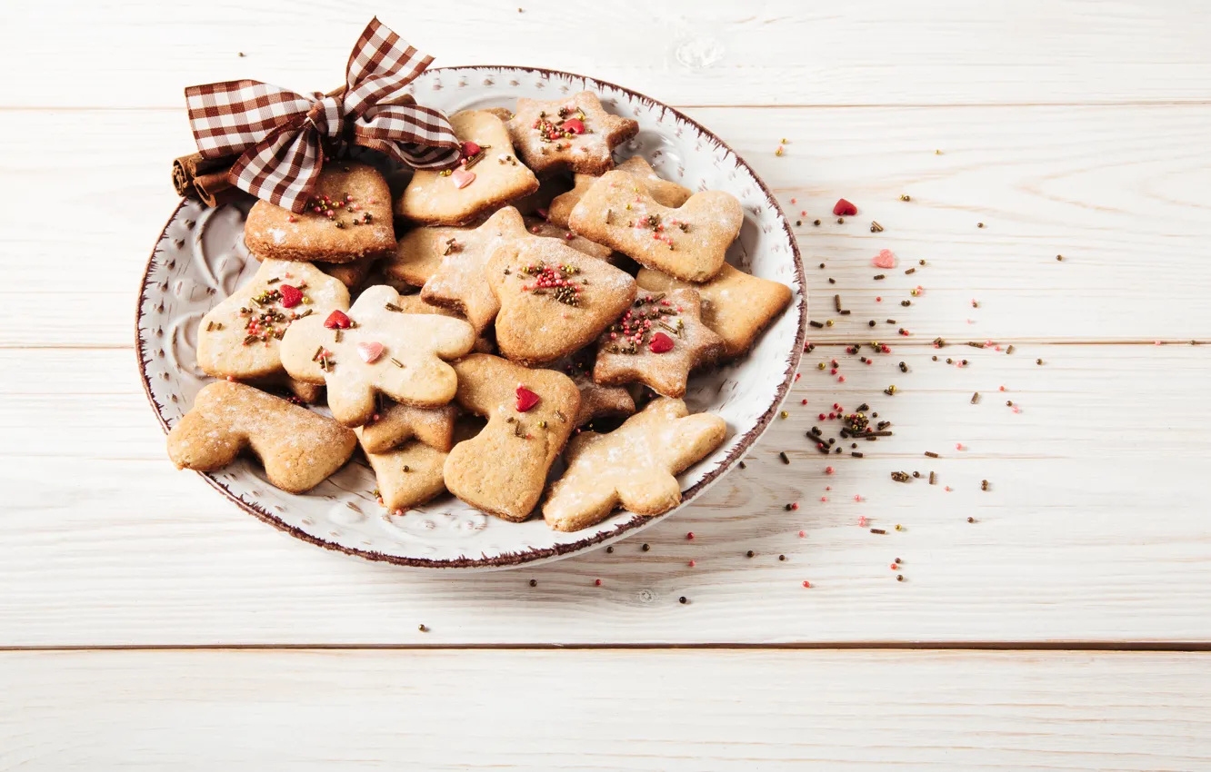 Фото обои печенье, тарелка, Рождество, happy, Christmas, wood, Merry Christmas, Xmas