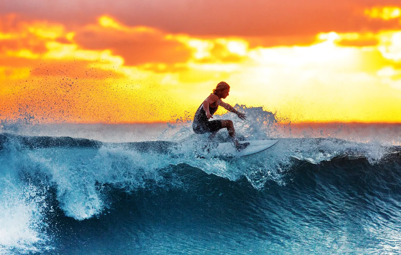 Фото обои sunset, surf, men