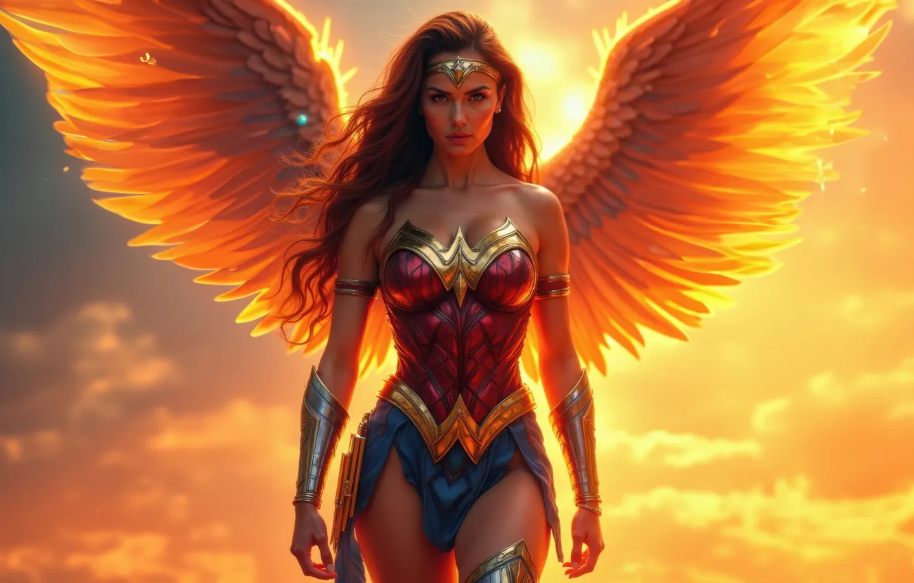 Фото обои hero, wonder woman, ferocious
