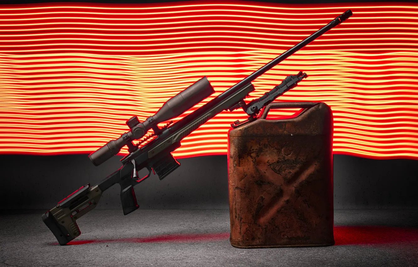 Фото обои оружие, фон, канистра, снайперская винтовка