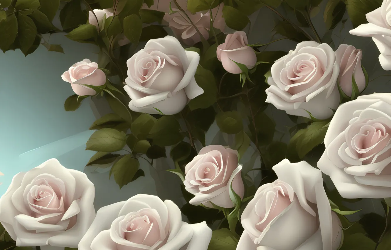 Фото обои розы, арт, цифровое искусство, диджитал арт, ИИ-арт, цифровая картина, Искусство искусственного интеллекта, НЕЙРОСЕТЬ