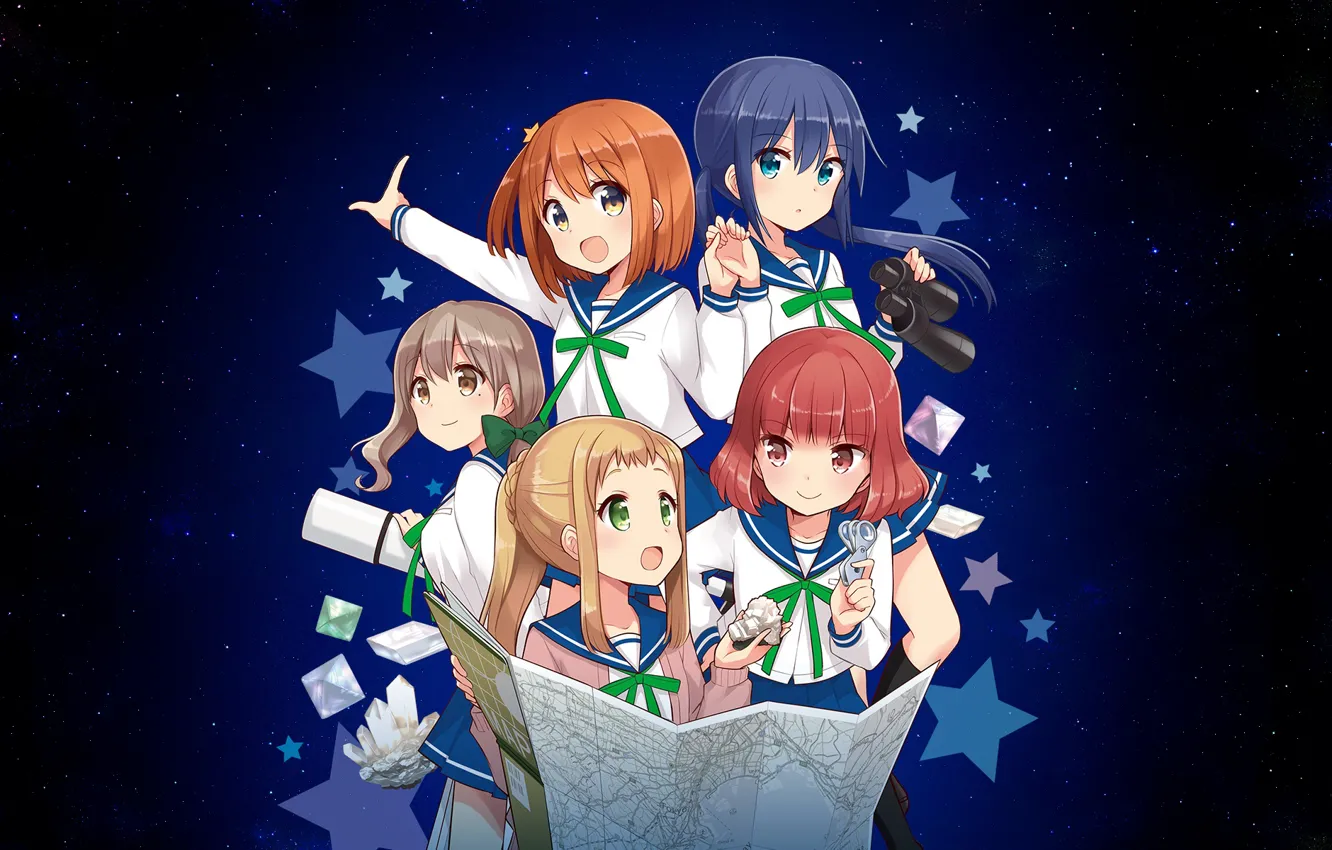 Фото обои Asteroid in Love, Mira Konohata, Mari Morino, Mai Inose, Ao Manaka, Mikage Sakurai