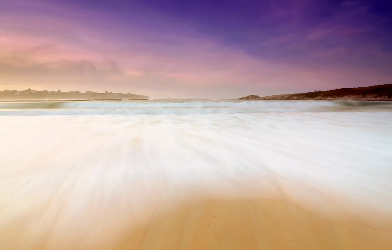 Фото обои море, волны, пляж, небо, закат, берег, испания, spain