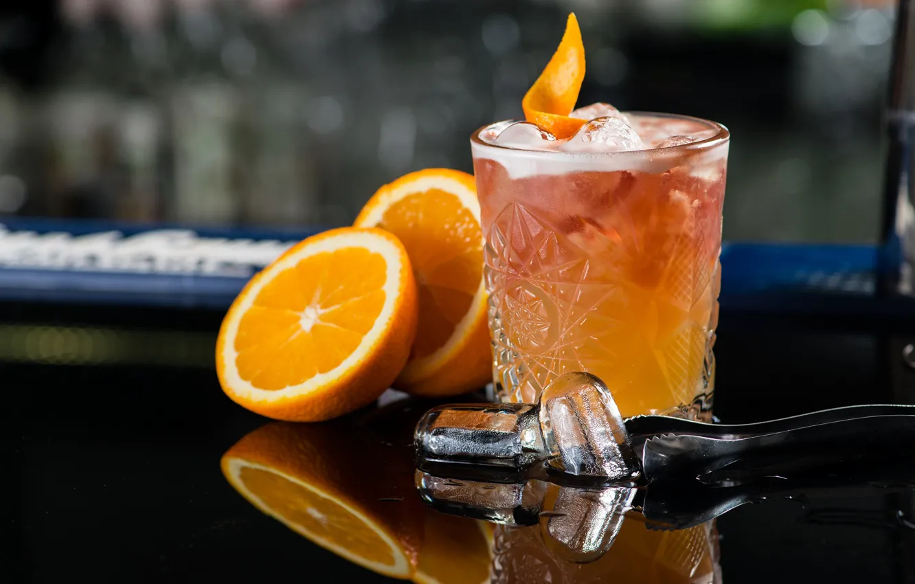 Фото обои лед, апельсин, коктейль, Orange, Cocktail
