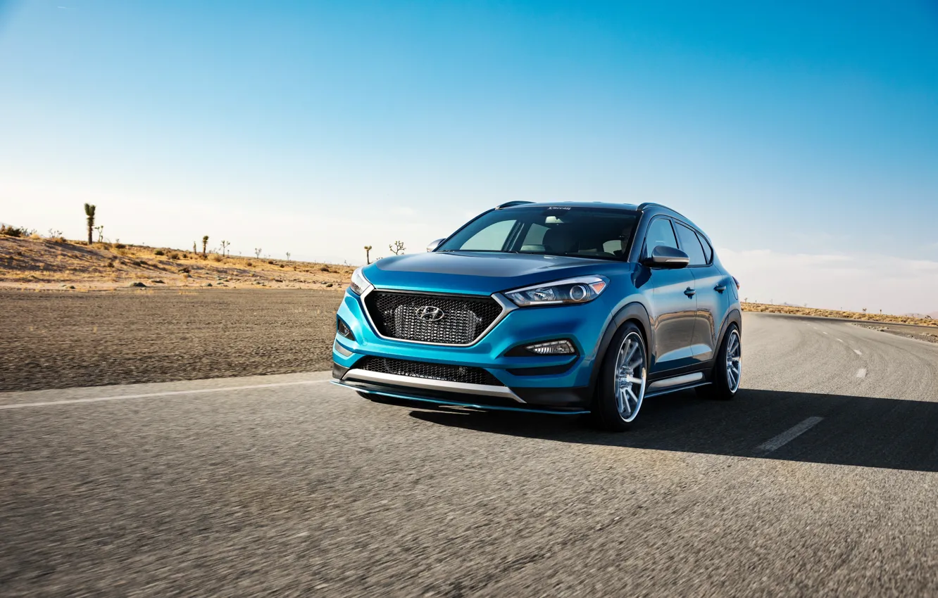 Фото обои Concept, Hyundai, Front, Road, Tucson, 2017, SEMA 2017, Hyundai Tucson