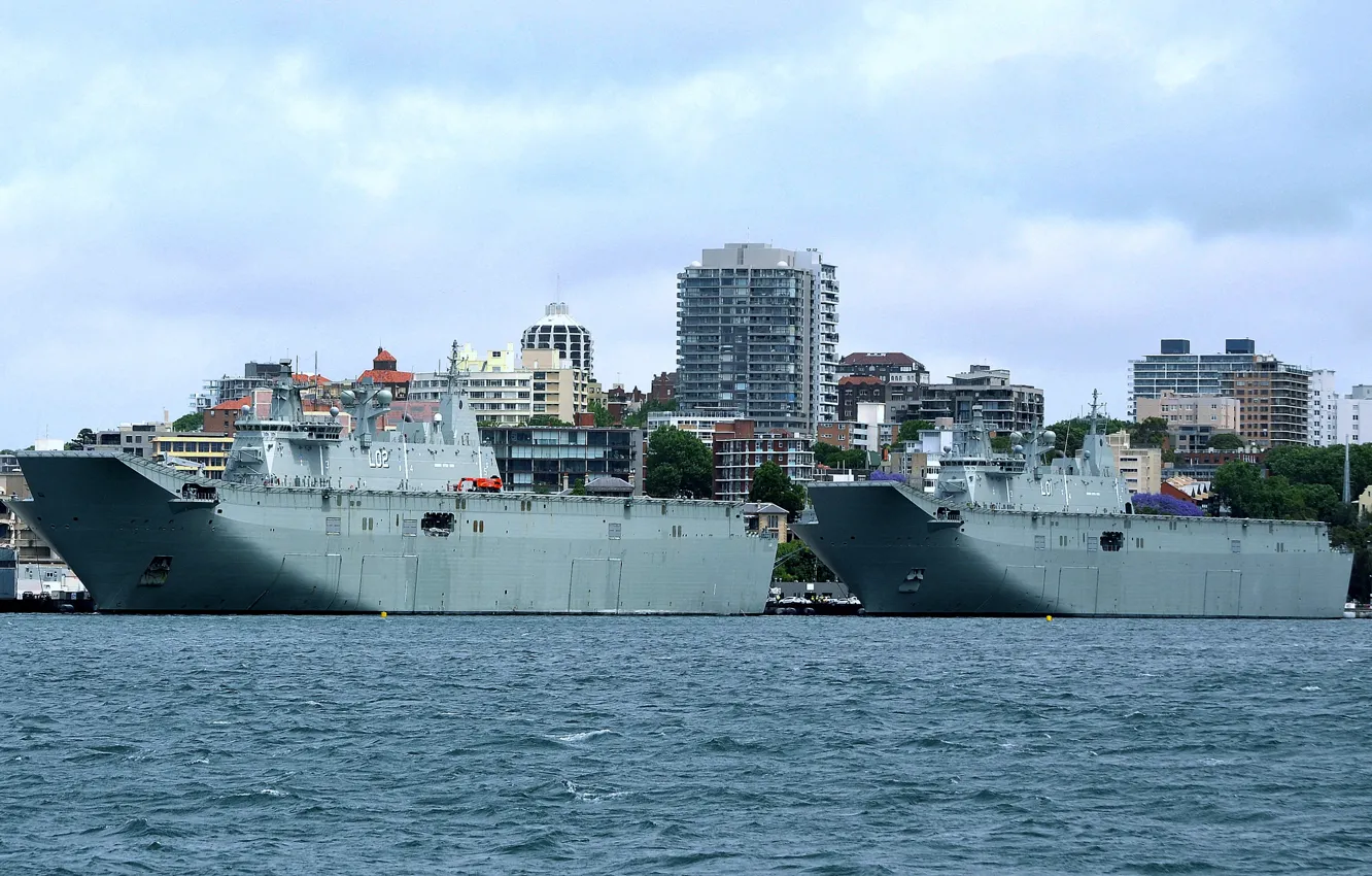 Фото обои корабли, Австралия, ВМС, Десантные, &ampquot;Canberra&ampquot;, универсальные, &ampquot;Adelaide&ampquot;