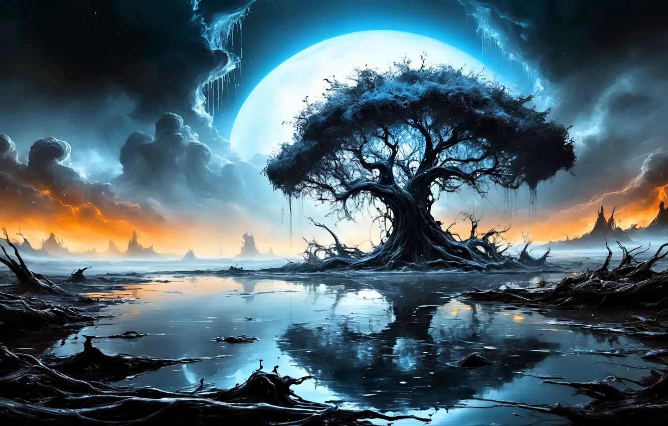 Фото обои landscape, tree, apocalypse