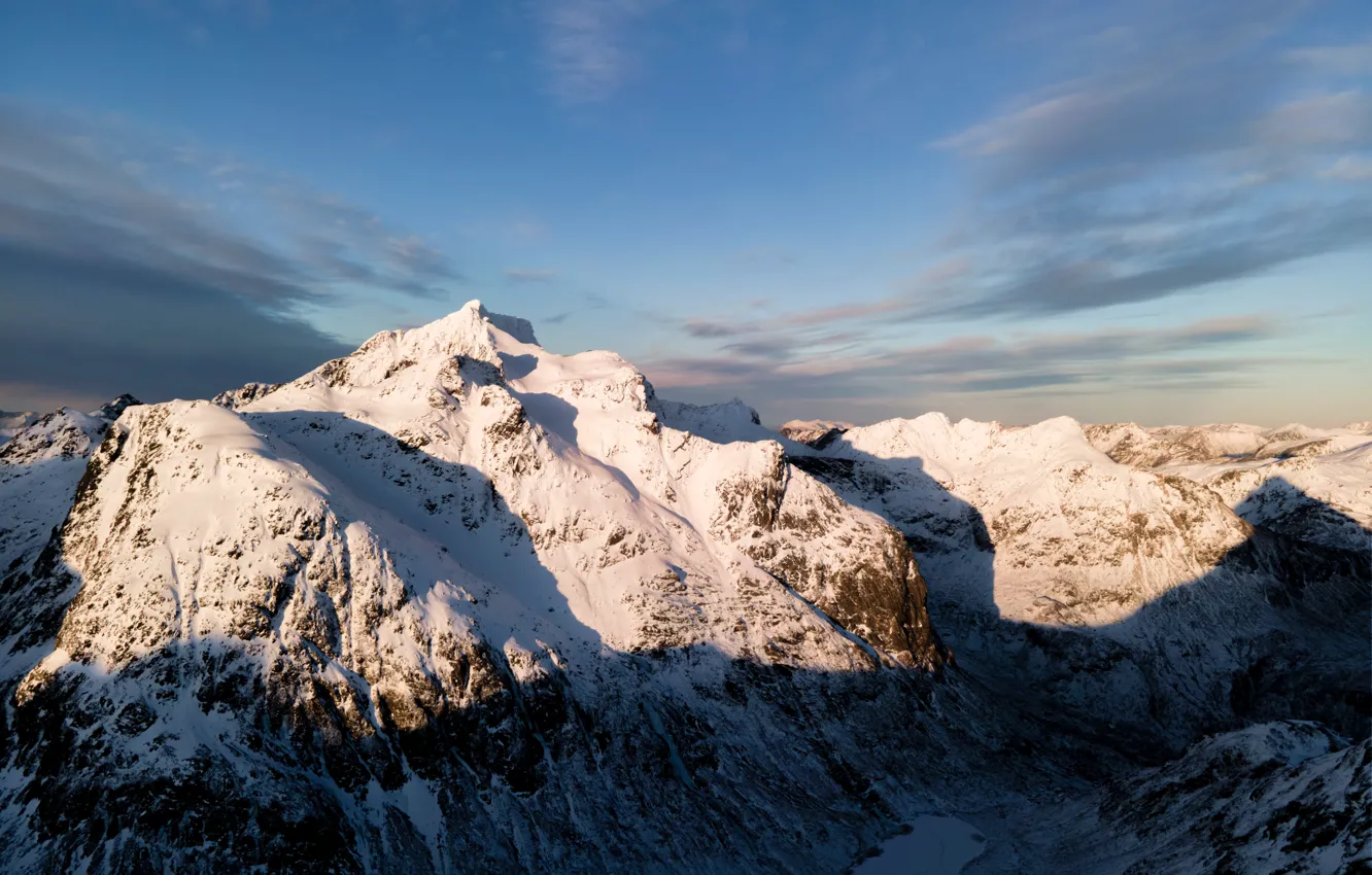 Фото обои горы, тень, Норвегия, Lofoten