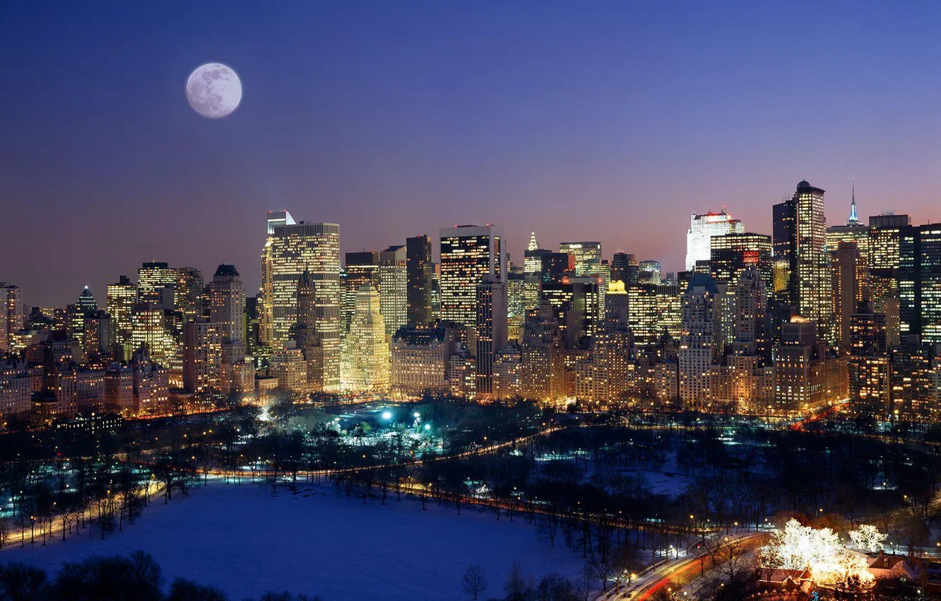 Фото обои луна, Нью-Йорк, Манхэттен