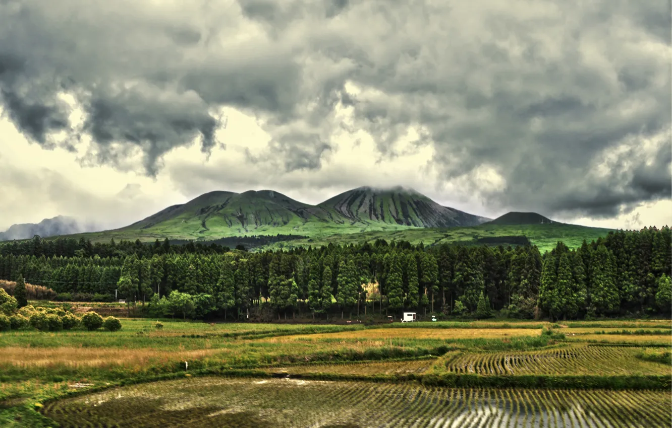 Фото обои Япония, Japan, Префектура Кумамото, Kumamoto Prefecture, Регион Кюсю, Kyushu, Mount Aso, Гора Асо
