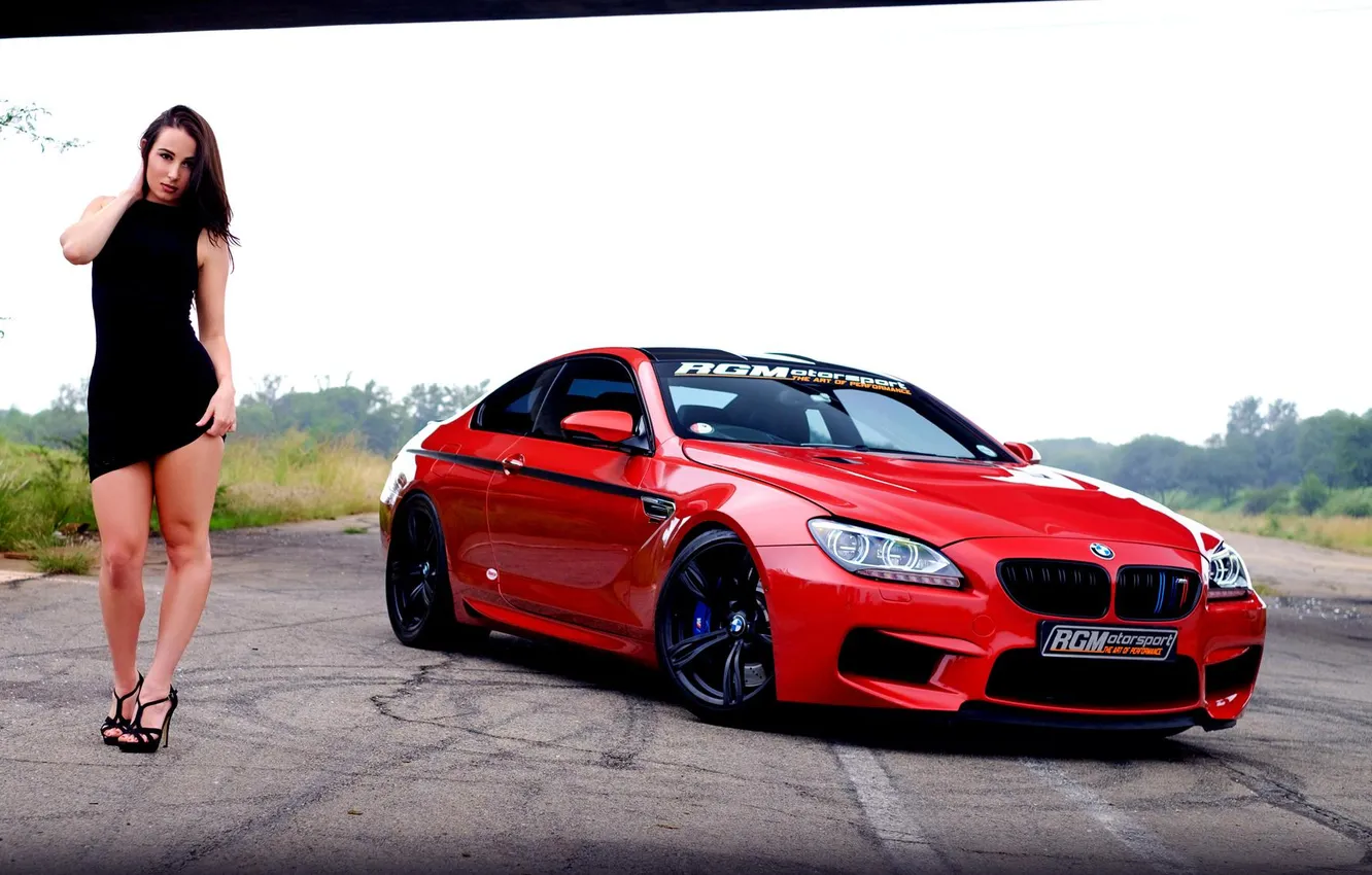 Фото обои BMW, red, girl, cars, coupe