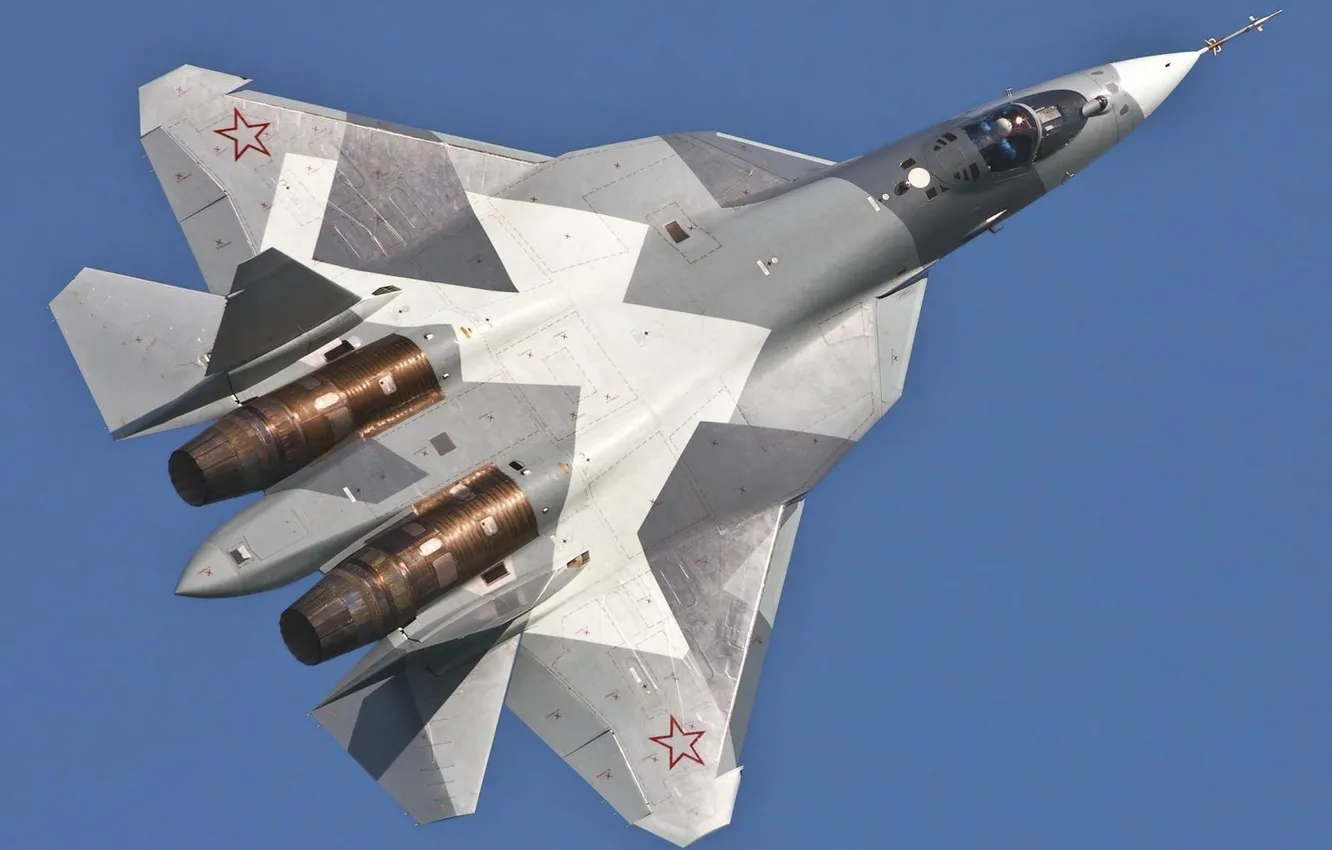 Фото обои Air Force, russian, fighter jet, Su-57